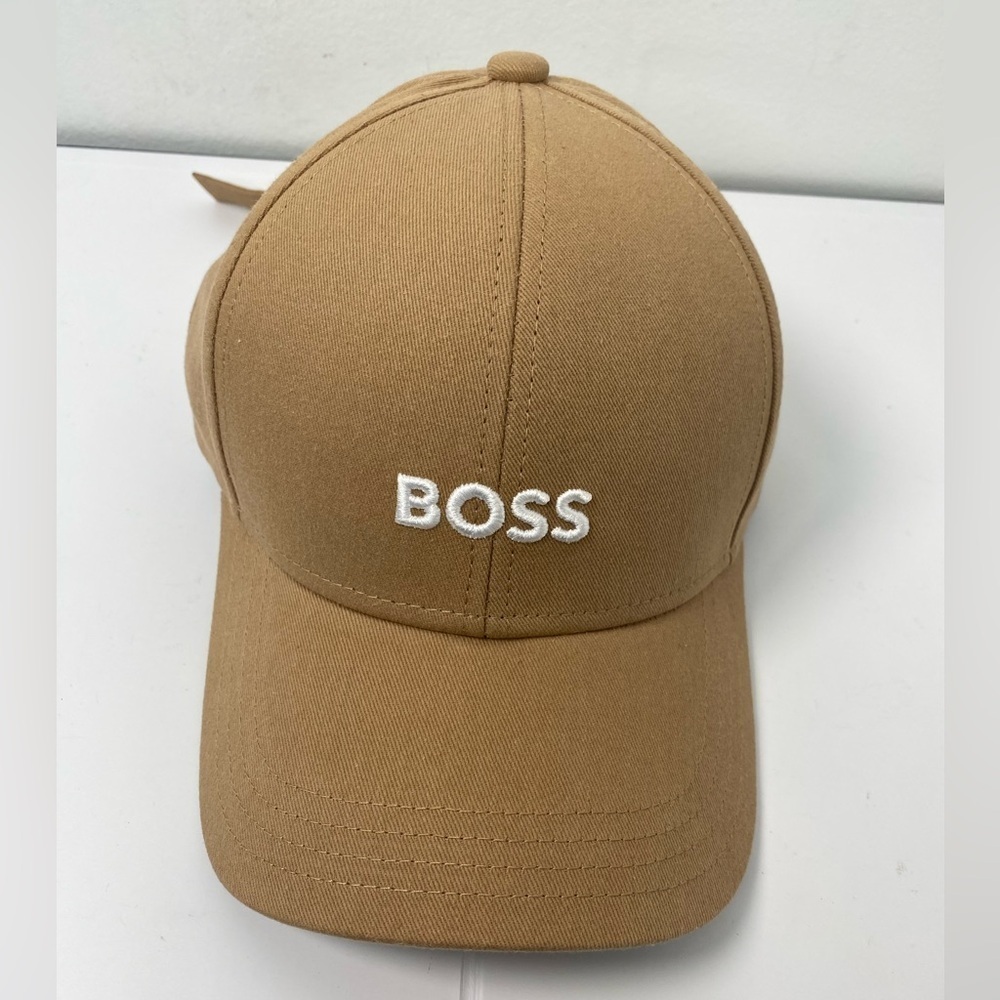 Boss NWT Zed Twill Beige Camel Brown Cap with White Embroidered Logo Hat